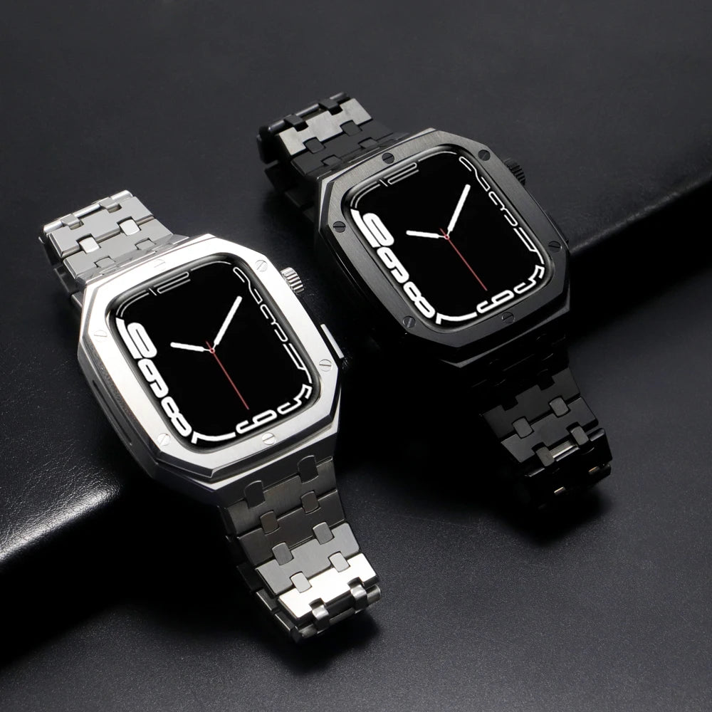 Luxury Modification Mod Kit for  Watch 8 7 Case Strap 45Mm 44Mm Metal Bezel Frame for Iwatch Series 6 5 4 SE Accessories